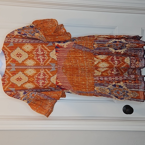 *NWT* RAGA Sunset Flutter Sleeve Metallic Dress - Picture 9 of 12